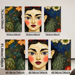 2D flat 1pc Floral Portrait Woman Face Art Canvas Painting Wall Decor Living Room Bedroom Modern Farmhouse Gallery Wrapped Ready to Hang