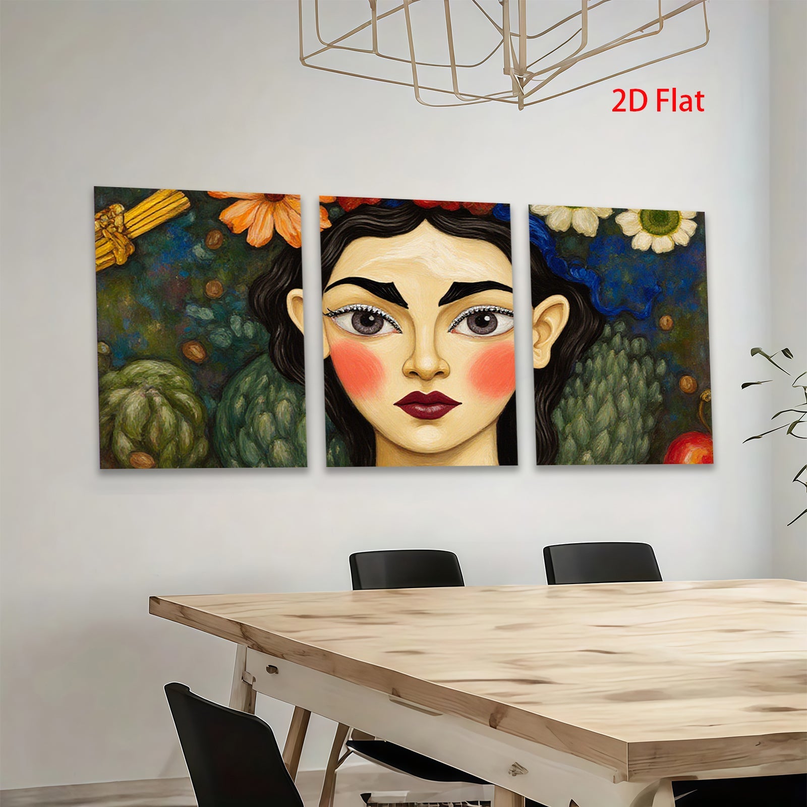 2D flat 1pc Floral Portrait Woman Face Art Canvas Painting Wall Decor Living Room Bedroom Modern Farmhouse Gallery Wrapped Ready to Hang