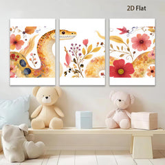 2D flat 1pc Floral Serpent Wall Art Botanical Painting Living Room Bedroom Decor Gallery Wrapped Canvas Print Modern Farmhouse Style