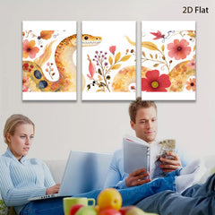2D flat 1pc Floral Serpent Wall Art Botanical Painting Living Room Bedroom Decor Gallery Wrapped Canvas Print Modern Farmhouse Style