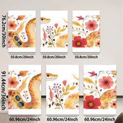 2D flat 1pc Floral Serpent Wall Art Botanical Painting Living Room Bedroom Decor Gallery Wrapped Canvas Print Modern Farmhouse Style