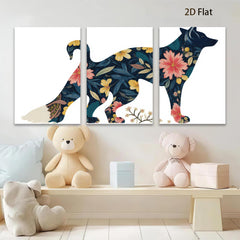 2D flat 1pc Floral Silhouette Dog Wall Art Canvas Prints Bedroom Living Room Home Decor Farmhouse Style Modern Artwork Gallery Wrapped Ready To Hang