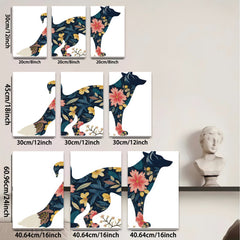 2D flat 1pc Floral Silhouette Dog Wall Art Canvas Prints Bedroom Living Room Home Decor Farmhouse Style Modern Artwork Gallery Wrapped Ready To Hang