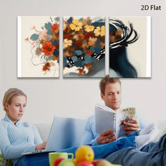 2D flat 1pc Floral Silhouette Woman Portrait Wall Art Decor Living Room Bedroom Modern Canvas Prints Aesthetic Home Decor Farmhouse Style Gift Ideas