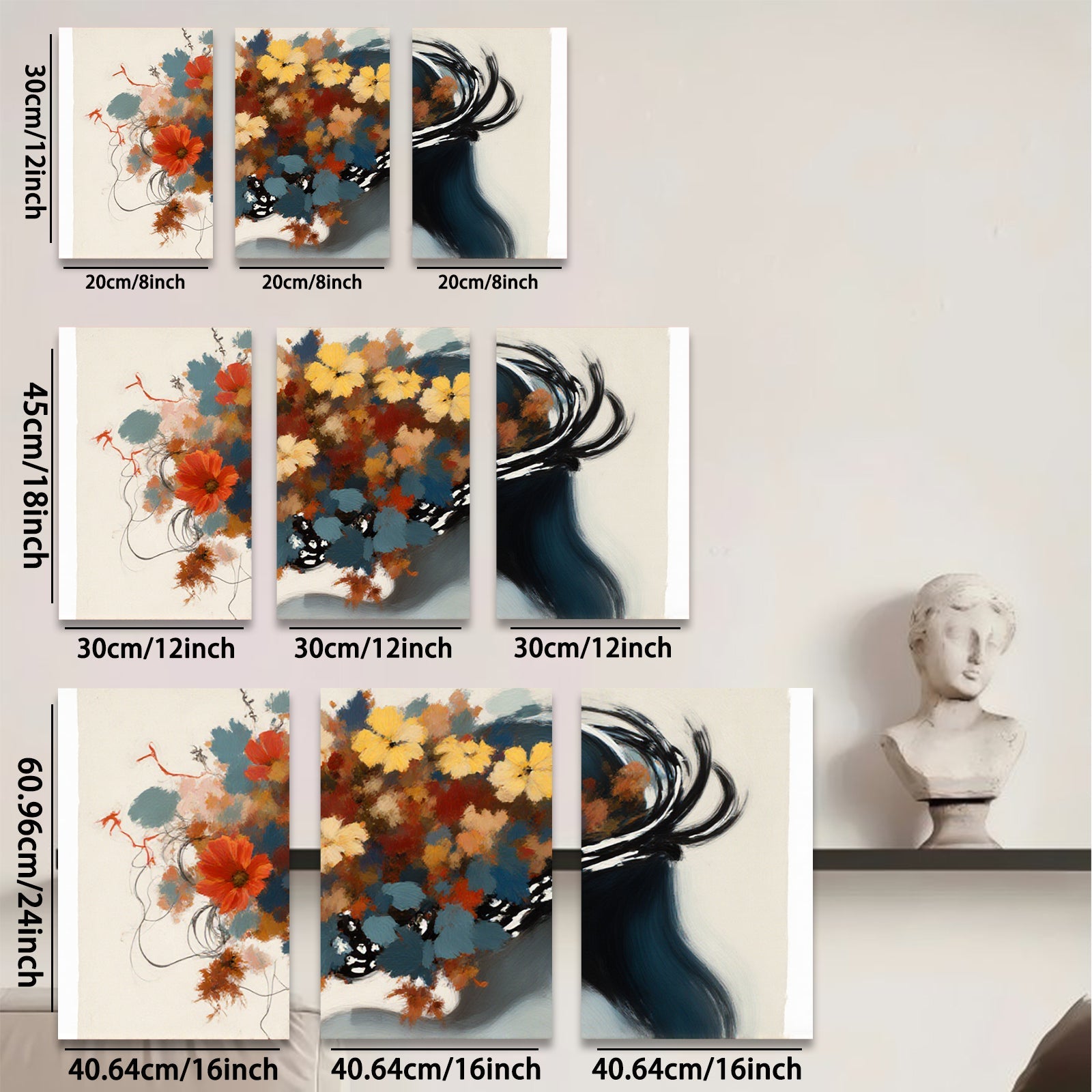 2D flat 1pc Floral Silhouette Woman Portrait Wall Art Decor Living Room Bedroom Modern Canvas Prints Aesthetic Home Decor Farmhouse Style Gift Ideas