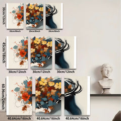 2D flat 1pc Floral Silhouette Woman Portrait Wall Art Decor Living Room Bedroom Modern Canvas Prints Aesthetic Home Decor Farmhouse Style Gift Ideas