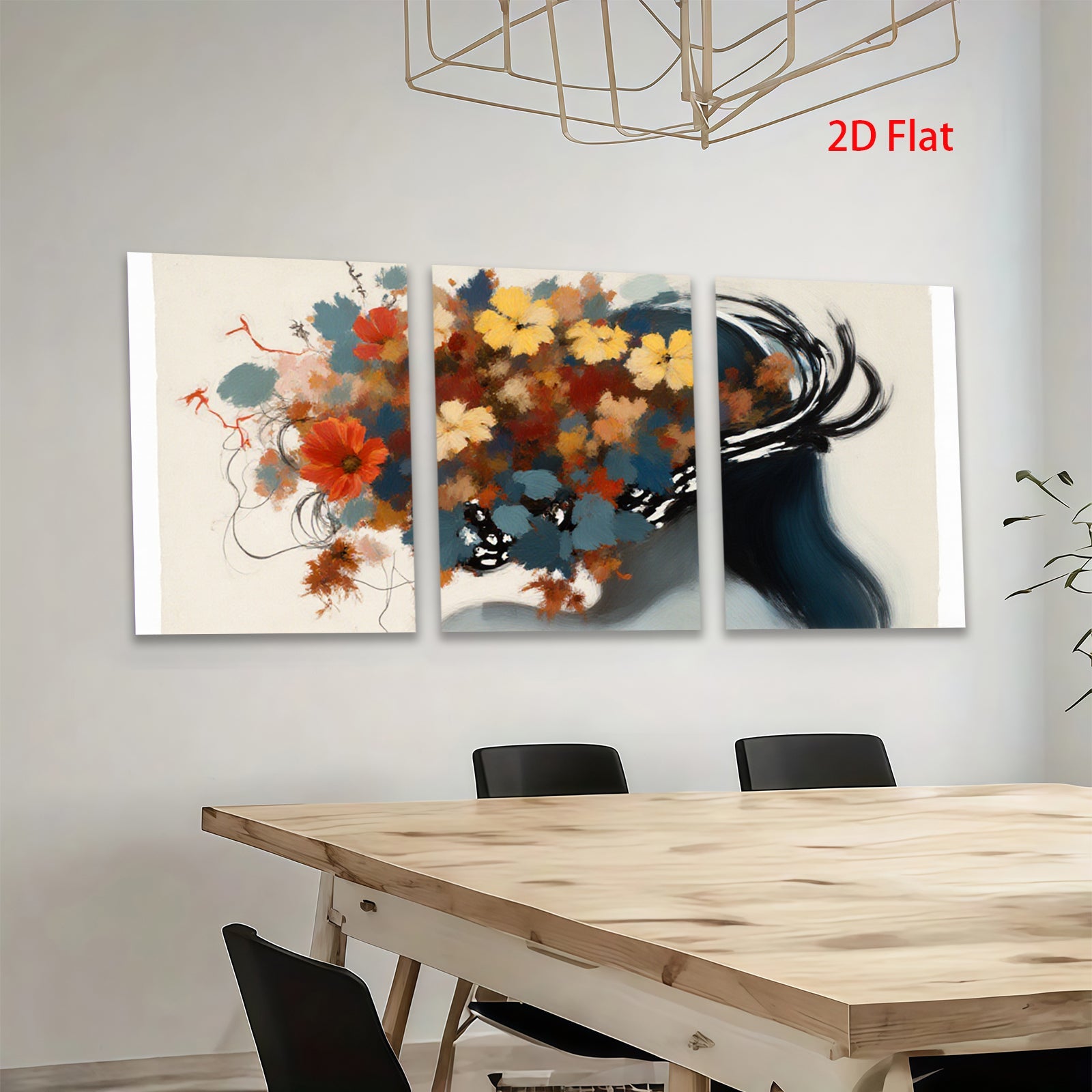 2D flat 1pc Floral Silhouette Woman Portrait Wall Art Decor Living Room Bedroom Modern Canvas Prints Aesthetic Home Decor Farmhouse Style Gift Ideas
