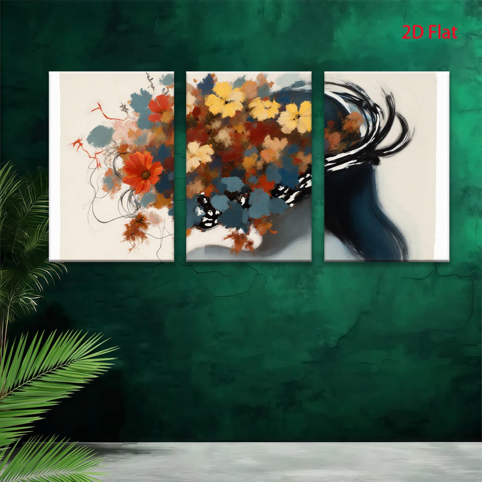 2D flat 1pc Floral Silhouette Woman Portrait Wall Art Decor Living Room Bedroom Modern Canvas Prints Aesthetic Home Decor Farmhouse Style Gift Ideas