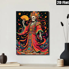 2D flat 1pc Floral Skeleton Lady Portrait Wall Art Decor for Living Room Bedroom Gallery Wrapped Canvas Prints Modern Farmhouse Aesthetic Home Decor