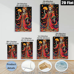 2D flat 1pc Floral Skeleton Lady Portrait Wall Art Decor for Living Room Bedroom Gallery Wrapped Canvas Prints Modern Farmhouse Aesthetic Home Decor