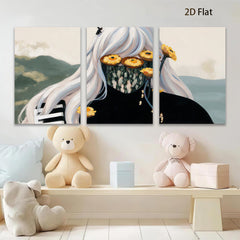 2D flat 1pc Floral masked woman portrait modern farmhouse wall art living room bedroom decor gallery wrapped canvas prints coastal style statement piece