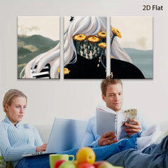 2D flat 1pc Floral masked woman portrait modern farmhouse wall art living room bedroom decor gallery wrapped canvas prints coastal style statement piece