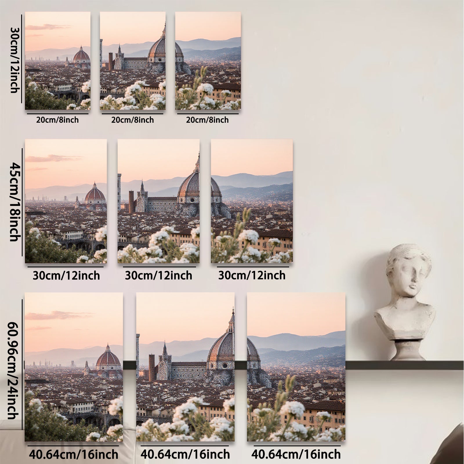 2D flat 1pc Florence Italy cityscape painting Tuscan view wall decor living room bedroom modern farmhouse gallery wrapped canvas prints art