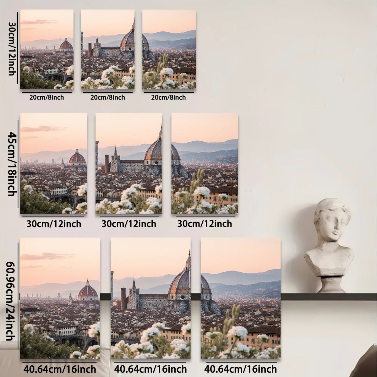 2D flat 1pc Florence Italy cityscape painting Tuscan view wall decor living room bedroom modern farmhouse gallery wrapped canvas prints art