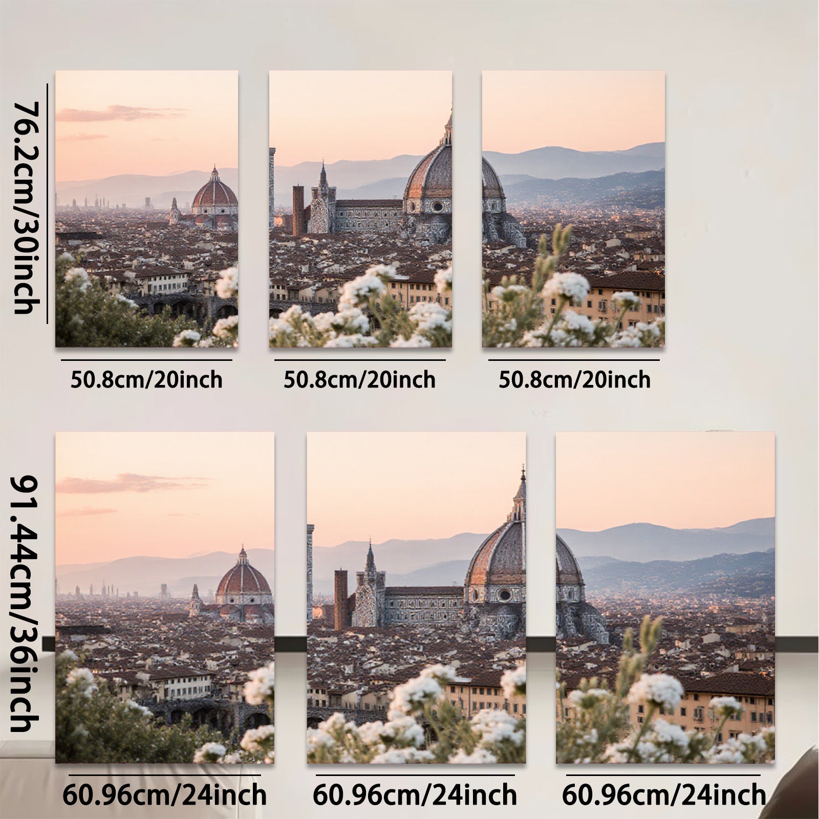 2D flat 1pc Florence Italy cityscape painting Tuscan view wall decor living room bedroom modern farmhouse gallery wrapped canvas prints art
