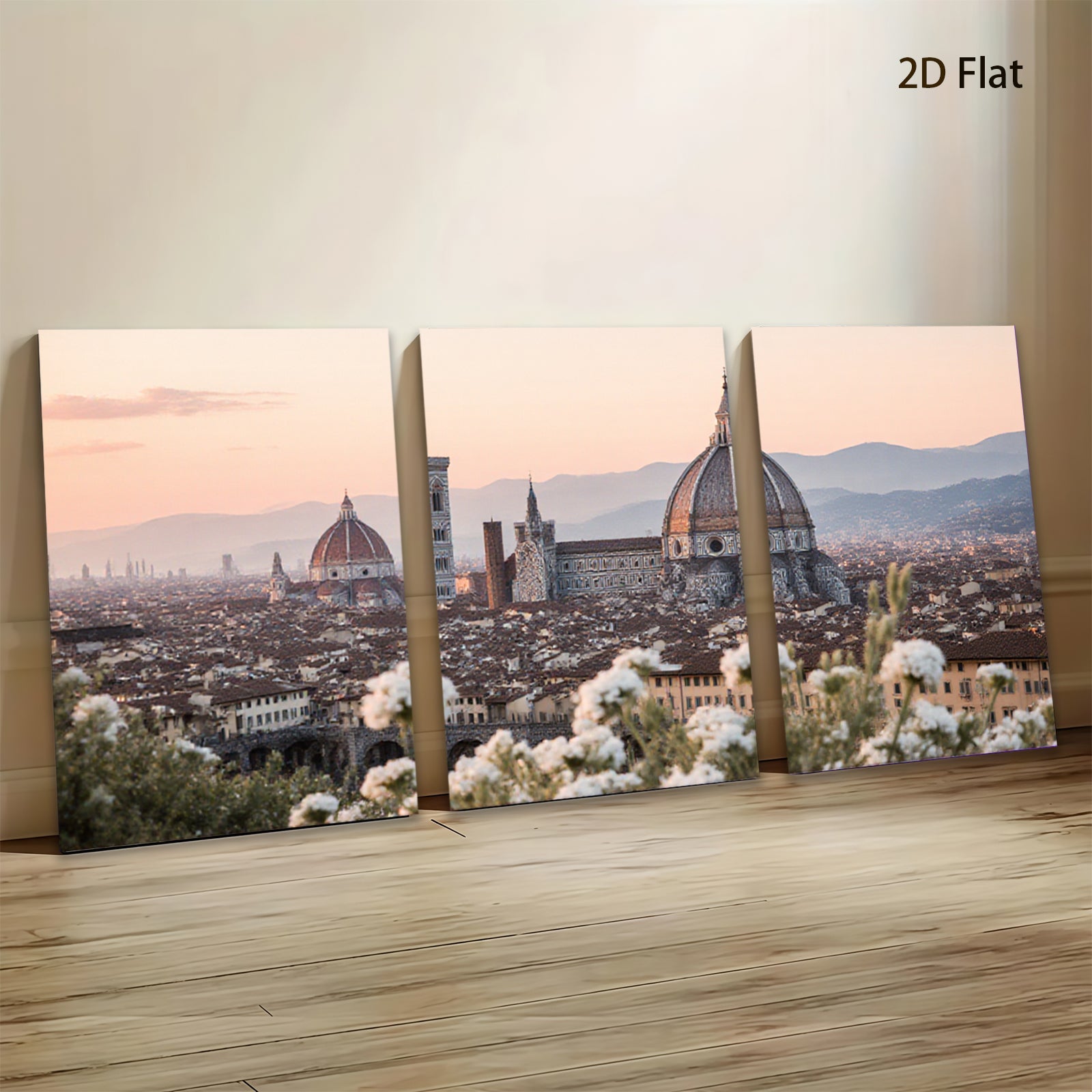 2D flat 1pc Florence Italy cityscape painting Tuscan view wall decor living room bedroom modern farmhouse gallery wrapped canvas prints art