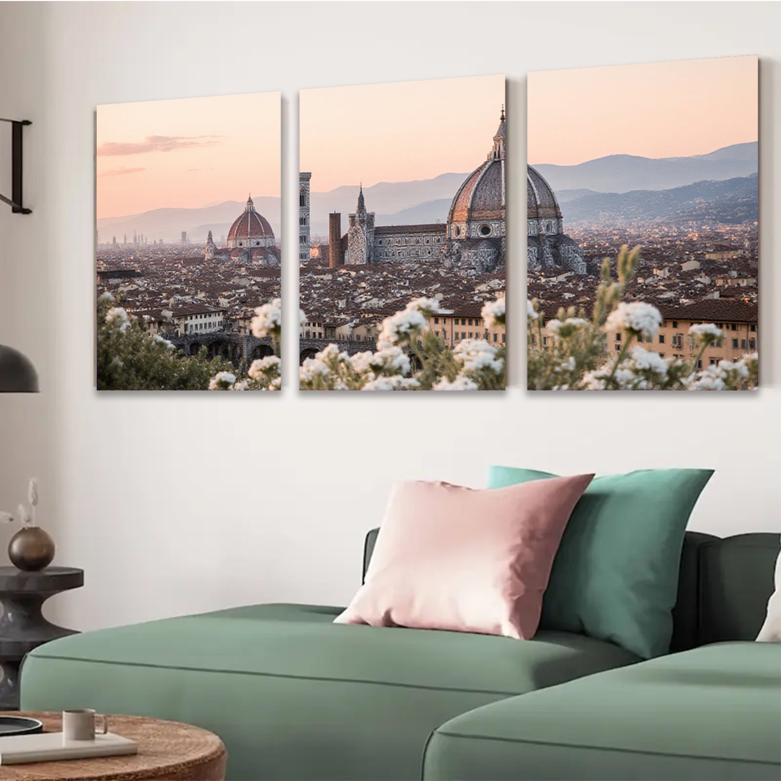 2D flat 1pc Florence Italy cityscape painting Tuscan view wall decor living room bedroom modern farmhouse gallery wrapped canvas prints art