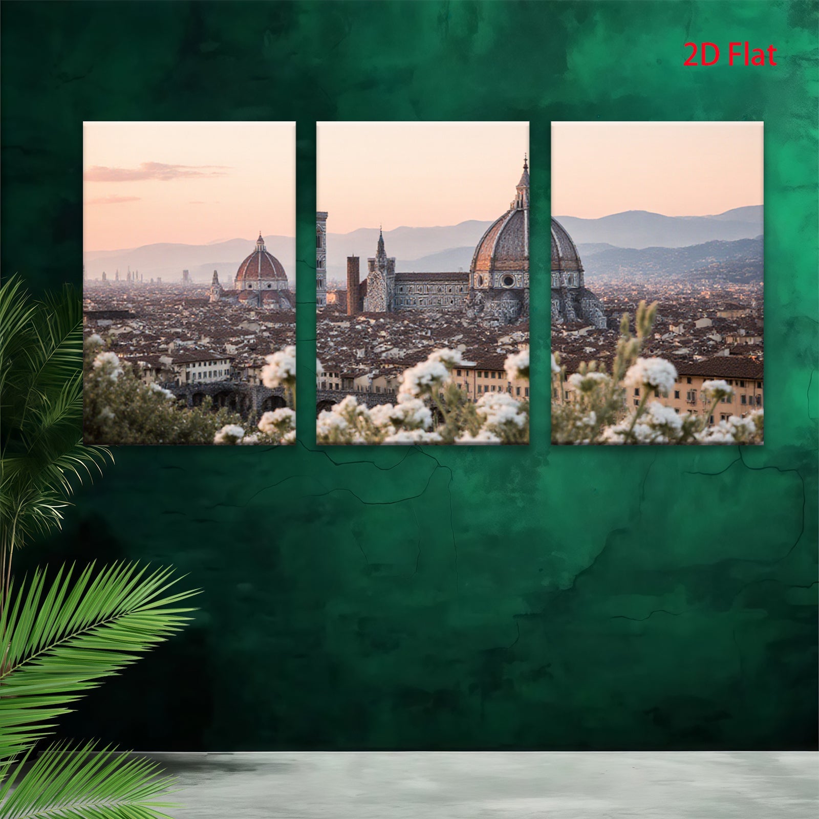 2D flat 1pc Florence Italy cityscape painting Tuscan view wall decor living room bedroom modern farmhouse gallery wrapped canvas prints art