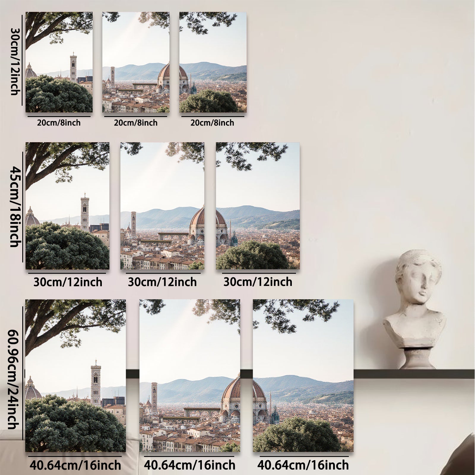 2D flat 1pc Florence Italy cityscape panoramic view wall art modern farmhouse living room bedroom decor gallery wrapped canvas prints botanical nature landscape