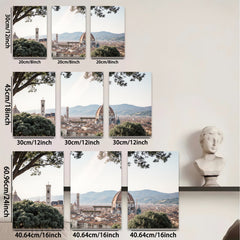 2D flat 1pc Florence Italy cityscape panoramic view wall art modern farmhouse living room bedroom decor gallery wrapped canvas prints botanical nature landscape