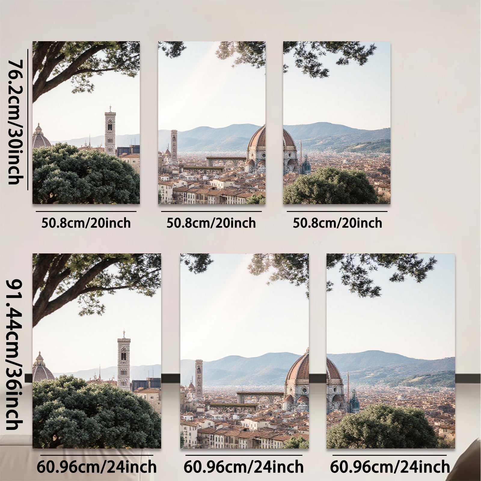 2D flat 1pc Florence Italy cityscape panoramic view wall art modern farmhouse living room bedroom decor gallery wrapped canvas prints botanical nature landscape