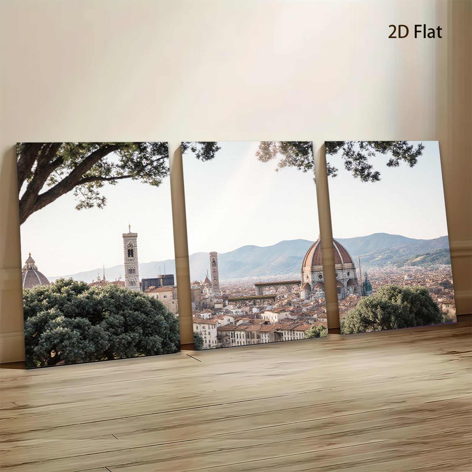 2D flat 1pc Florence Italy cityscape panoramic view wall art modern farmhouse living room bedroom decor gallery wrapped canvas prints botanical nature landscape