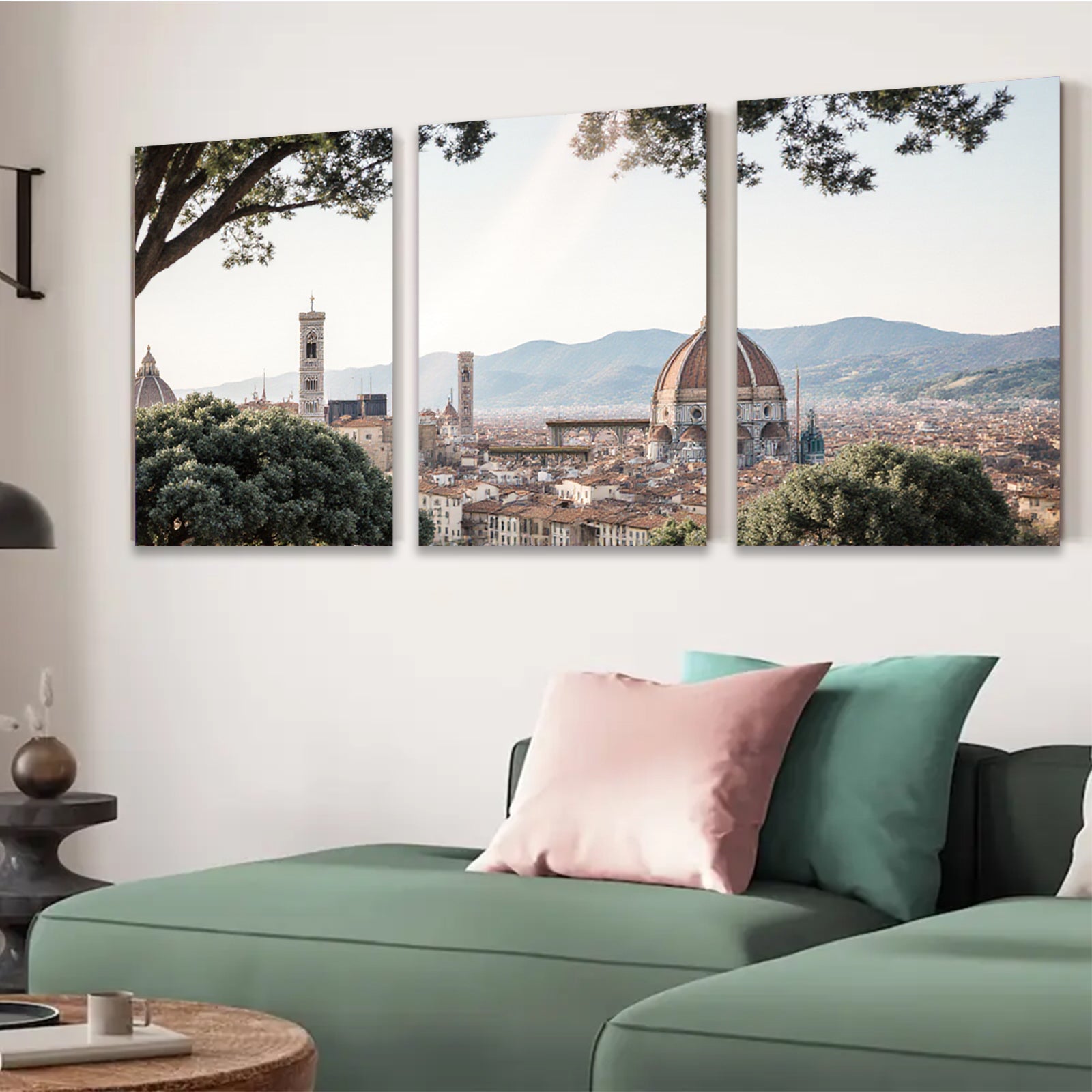 2D flat 1pc Florence Italy cityscape panoramic view wall art modern farmhouse living room bedroom decor gallery wrapped canvas prints botanical nature landscape