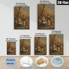 2D flat 1pc Folk Music Family Scene Pastoral Country Charm Wall Decor Living Room Bedroom Gallery Wrapped Canvas Print for Home Decoration