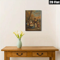 2D flat 1pc Folk Music Family Scene Pastoral Country Charm Wall Decor Living Room Bedroom Gallery Wrapped Canvas Print for Home Decoration