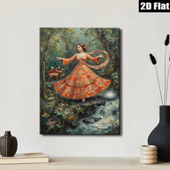 2D flat 1pc Forest nymph dances near cascading waterfall romantic wall art for living room bedroom home decor farmhouse style gallery wrapped canvas prints