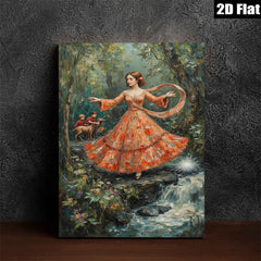 2D flat 1pc Forest nymph dances near cascading waterfall romantic wall art for living room bedroom home decor farmhouse style gallery wrapped canvas prints