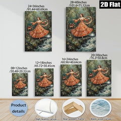 2D flat 1pc Forest nymph dances near cascading waterfall romantic wall art for living room bedroom home decor farmhouse style gallery wrapped canvas prints
