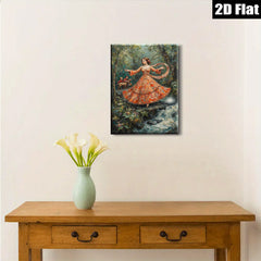 2D flat 1pc Forest nymph dances near cascading waterfall romantic wall art for living room bedroom home decor farmhouse style gallery wrapped canvas prints