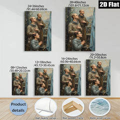 2D flat 1pc Franciscan Monks Praying Devotional Wall Art Religious Home Decor Living Room Bedroom Gallery Wrapped Canvas Prints Modern Farmhouse Rustic Chic