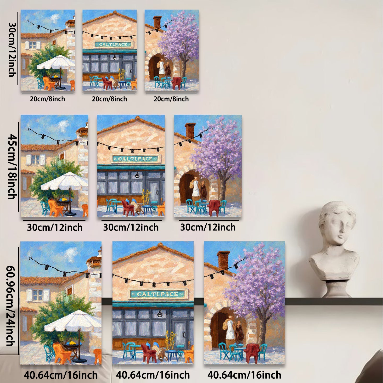 2D flat 1pc French Cafe Street Scene Wall Art Dining Room Living Room Bedroom Decor Modern Farmhouse Style Canvas Prints Ready to Hang