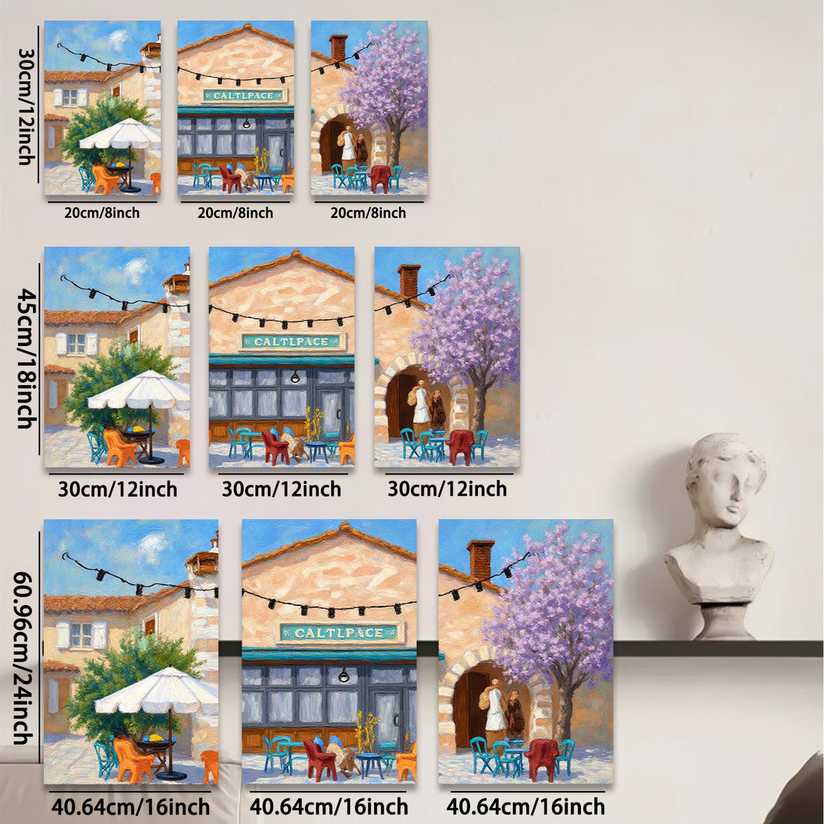 2D flat 1pc French Cafe Street Scene Wall Art Dining Room Living Room Bedroom Decor Modern Farmhouse Style Canvas Prints Ready to Hang
