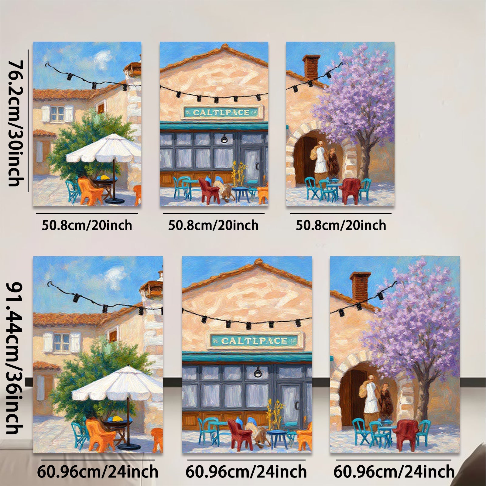 2D flat 1pc French Cafe Street Scene Wall Art Dining Room Living Room Bedroom Decor Modern Farmhouse Style Canvas Prints Ready to Hang