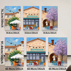 2D flat 1pc French Cafe Street Scene Wall Art Dining Room Living Room Bedroom Decor Modern Farmhouse Style Canvas Prints Ready to Hang