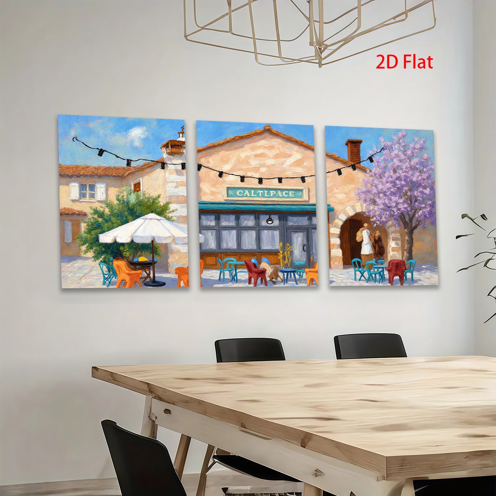 2D flat 1pc French Cafe Street Scene Wall Art Dining Room Living Room Bedroom Decor Modern Farmhouse Style Canvas Prints Ready to Hang