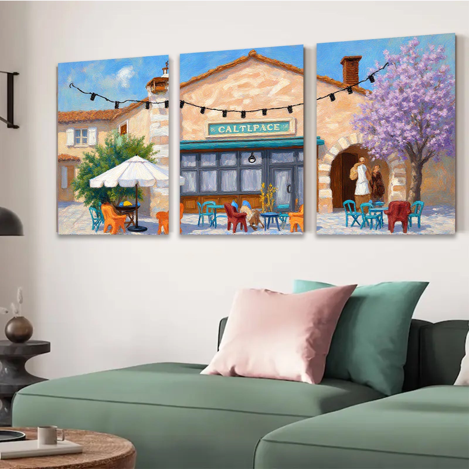 2D flat 1pc French Cafe Street Scene Wall Art Dining Room Living Room Bedroom Decor Modern Farmhouse Style Canvas Prints Ready to Hang