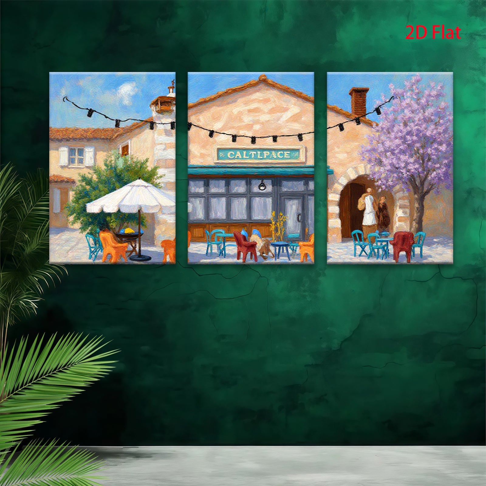 2D flat 1pc French Cafe Street Scene Wall Art Dining Room Living Room Bedroom Decor Modern Farmhouse Style Canvas Prints Ready to Hang