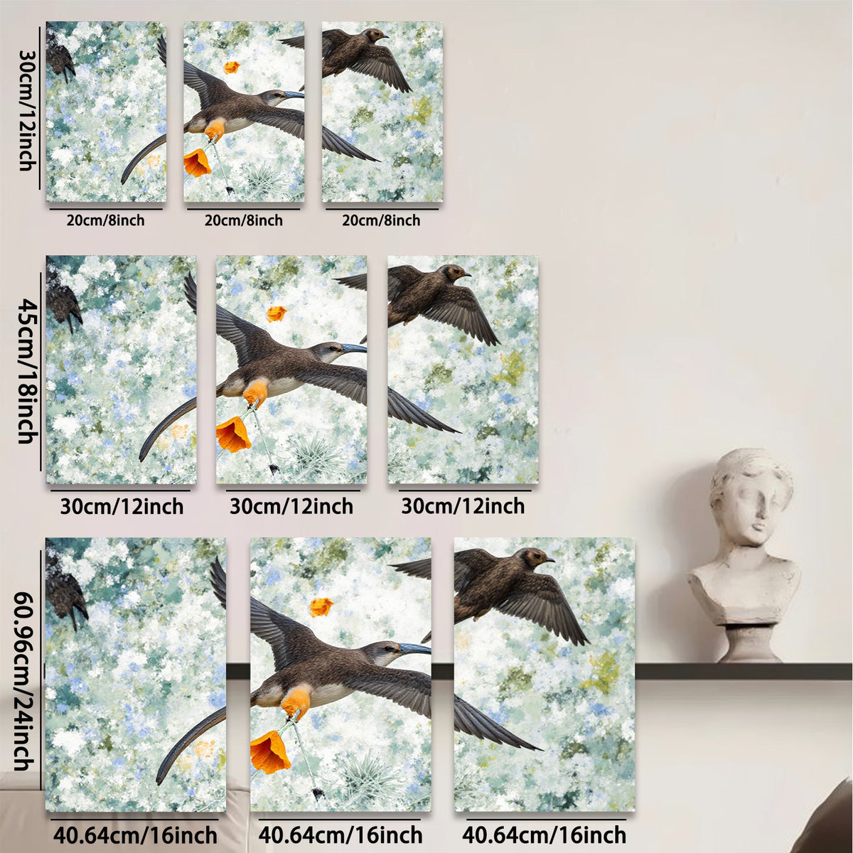 2D flat 1pc Frigatebirds soaring with vibrant orange blossom coastal wall art for living room bedroom gallery wrapped canvas modern farmhouse decor