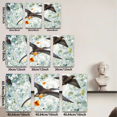 2D flat 1pc Frigatebirds soaring with vibrant orange blossom coastal wall art for living room bedroom gallery wrapped canvas modern farmhouse decor