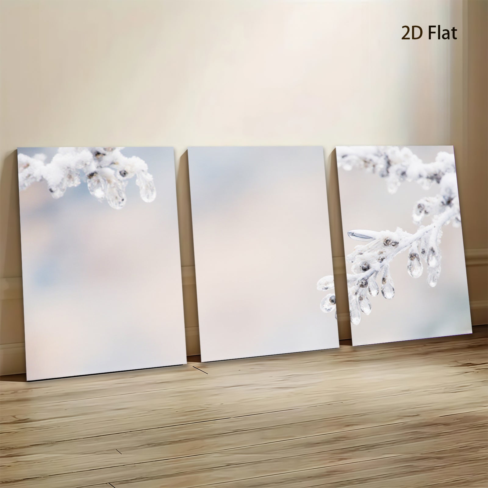 2D flat 1pc Frozen Branch Winter Scene Wall Art Decor for Living Room Bedroom Bathroom farmhouse style gallery wrapped canvas prints modern minimalist