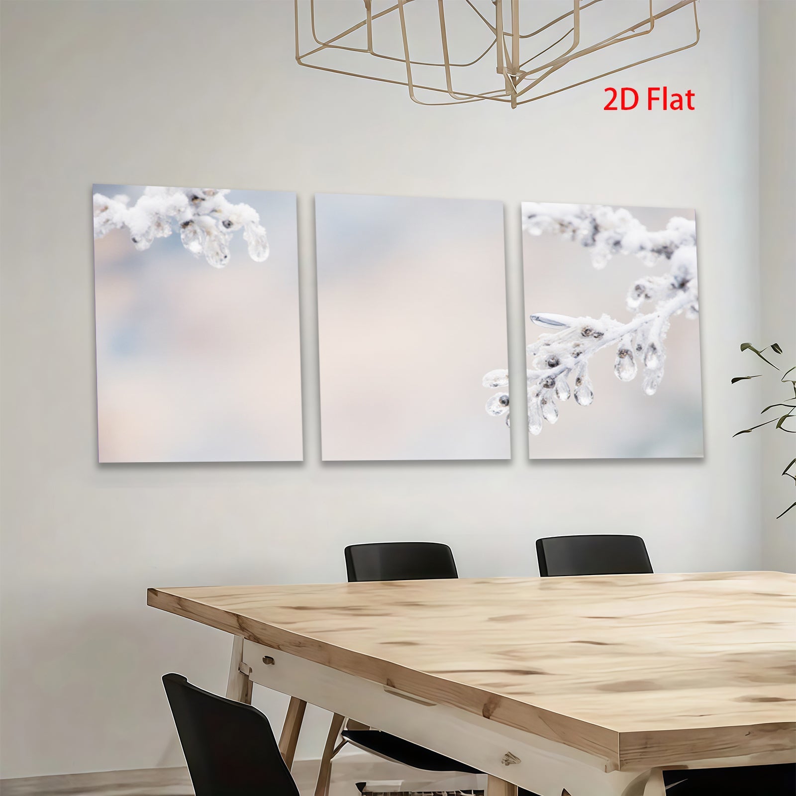 2D flat 1pc Frozen Branch Winter Scene Wall Art Decor for Living Room Bedroom Bathroom farmhouse style gallery wrapped canvas prints modern minimalist