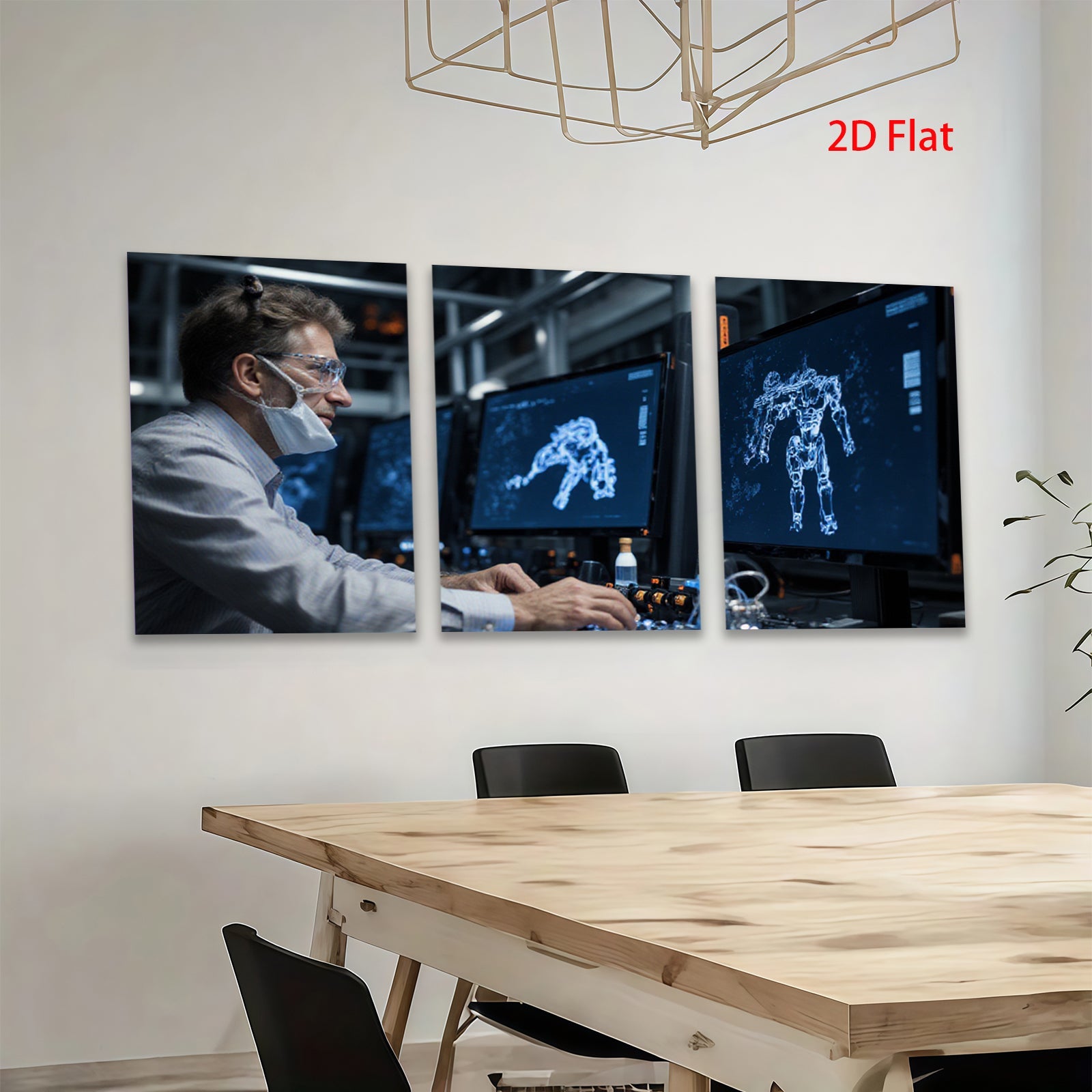 2D flat 1pc Future Tech Scientist Research Innovation Laboratory Wall Art Decor for Living Room Bedroom Office Modern Canvas Prints Abstract Design