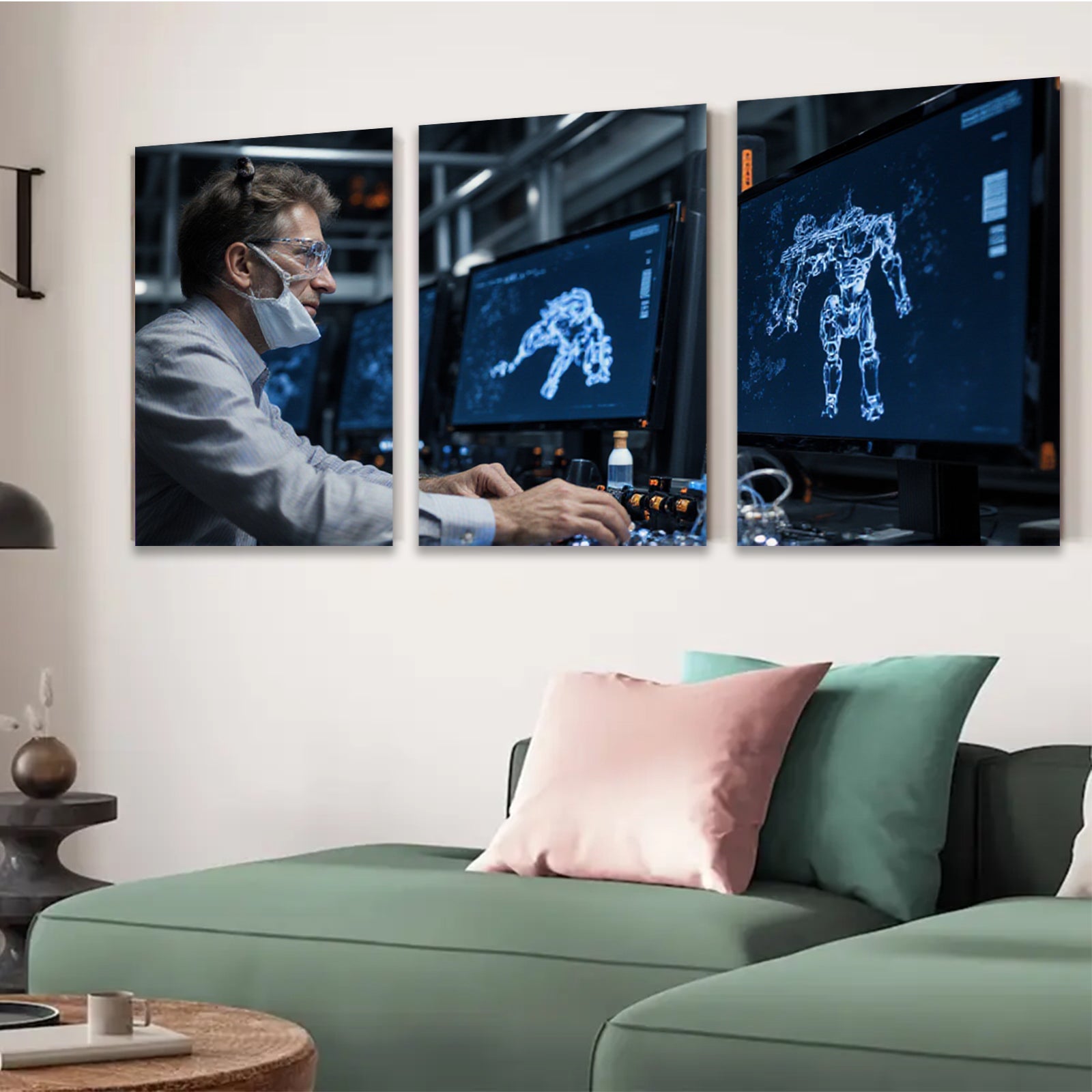 2D flat 1pc Future Tech Scientist Research Innovation Laboratory Wall Art Decor for Living Room Bedroom Office Modern Canvas Prints Abstract Design