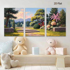 2D flat 1pc Garden Pathway Sunshine Landscape Wall Art Prints Home Decor Living Room Bedroom Office Modern Farmhouse Style Canvas Pictures