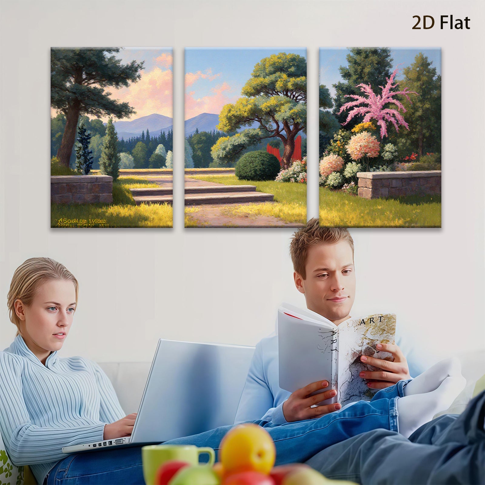 2D flat 1pc Garden Pathway Sunshine Landscape Wall Art Prints Home Decor Living Room Bedroom Office Modern Farmhouse Style Canvas Pictures