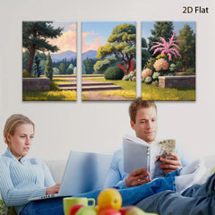 2D flat 1pc Garden Pathway Sunshine Landscape Wall Art Prints Home Decor Living Room Bedroom Office Modern Farmhouse Style Canvas Pictures